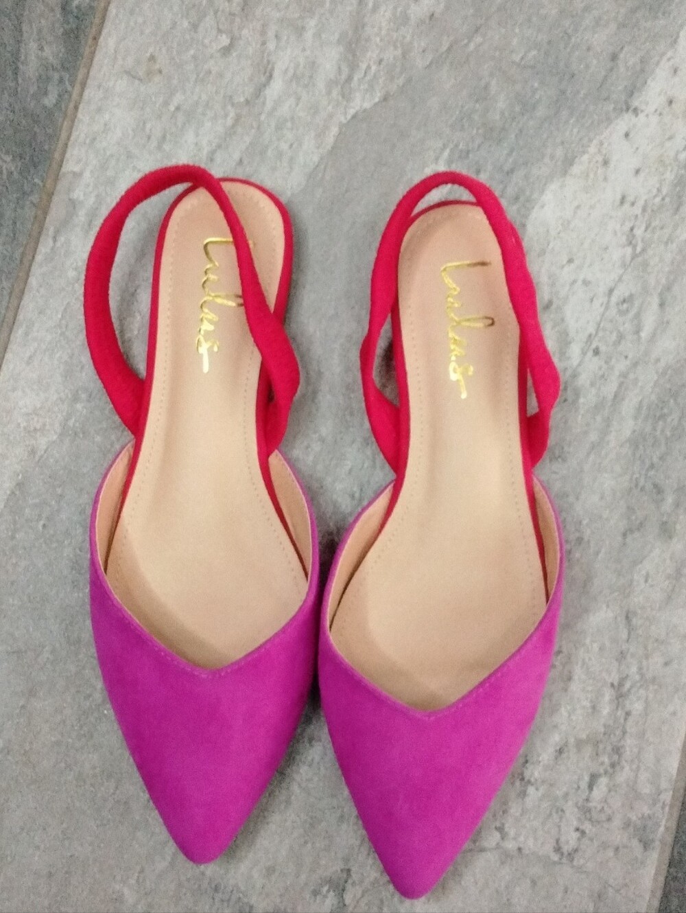 Lulus Pink And Red Pointed Slingback Flats - Stylish Women's Shoes
